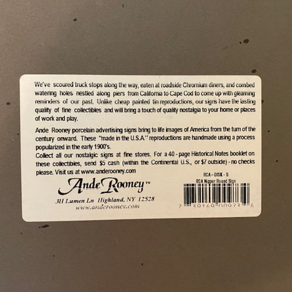 Ande Rooney RCA Nipper Master's Voice Vintage Metal Advertising Sign Mint Condit - Picture 2 of 4